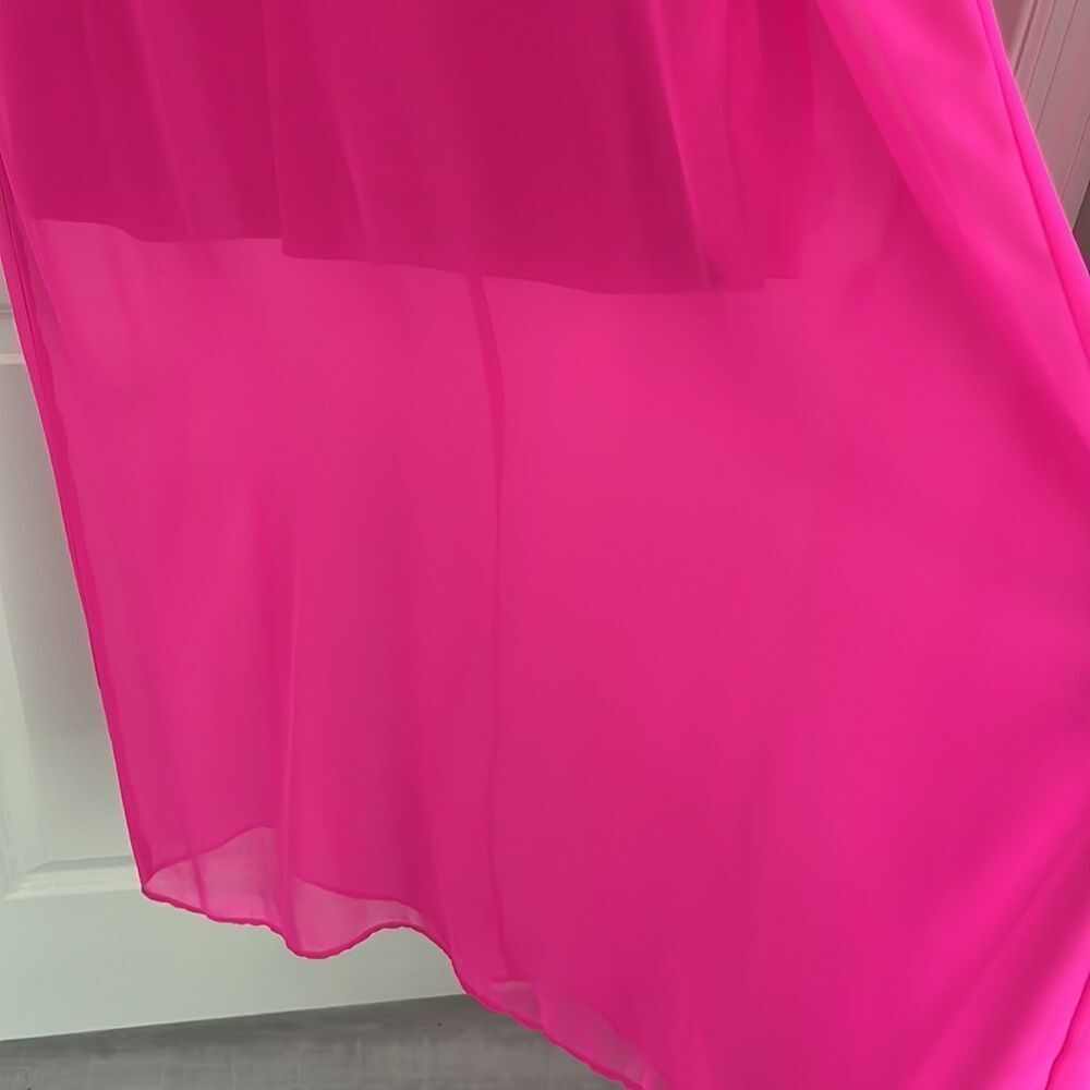 Muse Fuscia Hot Pink Maxi Slip Dress Spaghetti Straps Lined Bodice SZ 14 - Picture 9 of 13